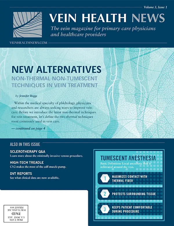 Vein Health News Cover: New Vein Treatment Alternatives